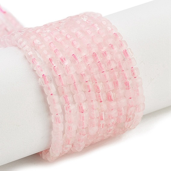 Природного розового кварца нитей бисера, граненый стол, вырезанный куб