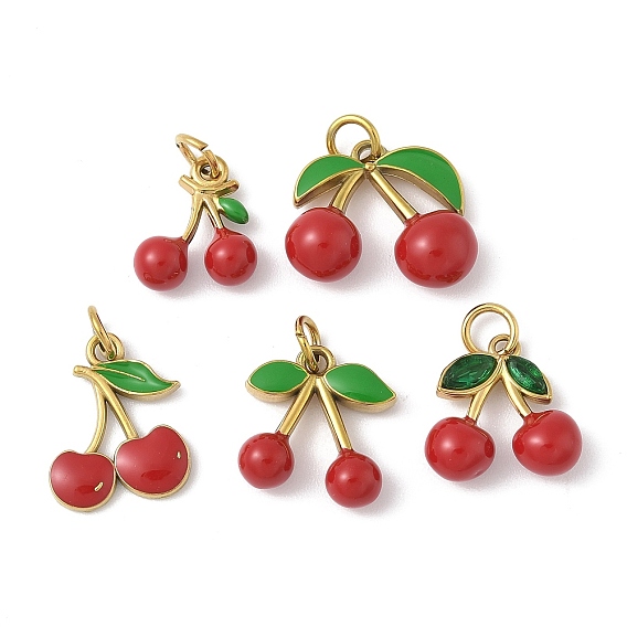 304 Подвески из нержавеющей стали с эмалевым покрытием (IP), вишня, с целью перехода в кольце