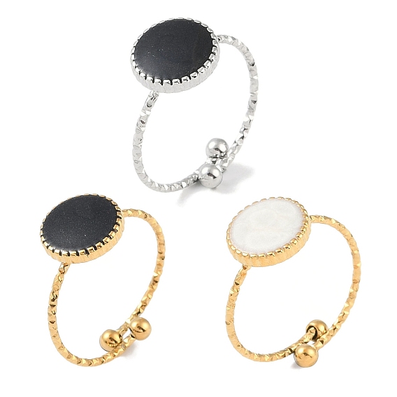 Ионное покрытие (IP) 304 плоские круглые открытые манжеты из нержавеющей стали с эмалью для женщин