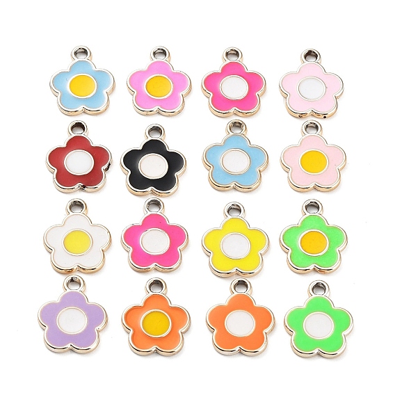 Подвески из пластиковой эмали с УФ-покрытием ccb, золотой свет, цветочный шарм