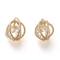 Brass Cubic Zirconia Pendants, Long-Lasting Plated, Lantern, Clear