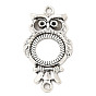 Tibetan Style Alloy Cabochon Connector Settings, Open Back Settings, Owl, Nickel