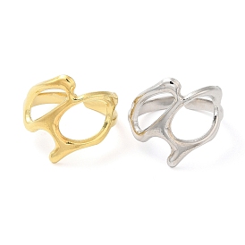 304 Stainless Steel Twist Hollow Open Cuff Ring for Women