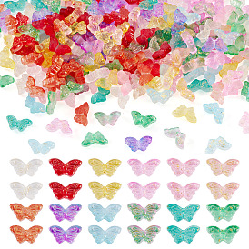 240шт 12 цвета прозрачные окрашенные распылением стеклянные бусины, с золотой фольгой, бабочка