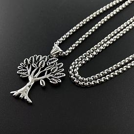 Винтажный панк-стиль яблоня дерево желаний хип-хоп кулон ожерелья из нержавеющей стали