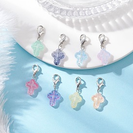 Прозрачные стеклянные кресты подвесные украшения, с цинковым сплавом застежками омаров коготь