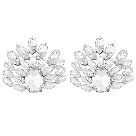 1 Pair Detachable Flower Shoe Decoration, with Iron Buckle Clip, Crystal Glass Rhinestone