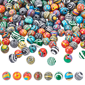 240 pcs 8 couleurs perles de malachite synthétique, teint, ronde