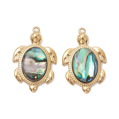 Подвески из натуральной раковины морского ушка (пауа) и эпоксидной смолы, 304 подвески-черепахи из нержавеющей стали