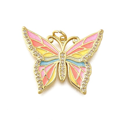 Латунные микропроволочные кубические циркониевые подвески из эмали, с подвесками-кольцами, без свинца и без кадмия, реальный 18 k позолоченный