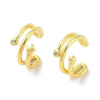 Женские серьги-манжеты из латуни с микропаве и прозрачным цирконием, звезда