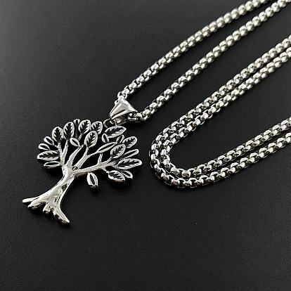Винтажный панк-стиль яблоня дерево желаний хип-хоп кулон ожерелья из нержавеющей стали
