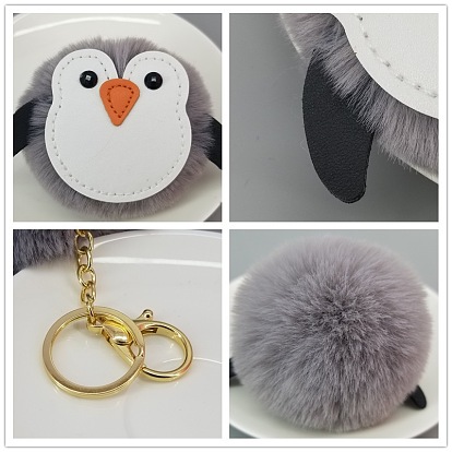 Cute Penguin Fur Ball Keychain Pendant Cartoon Penguin Keyring Bag Charm
