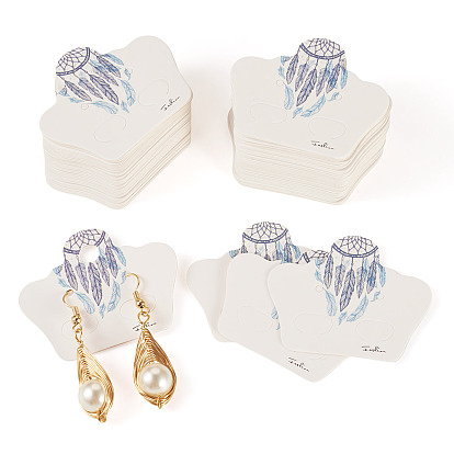 100 шт. бумажные карточки для демонстрации ювелирных изделий с изображением перьев, для демонстрации клипс для сережек
