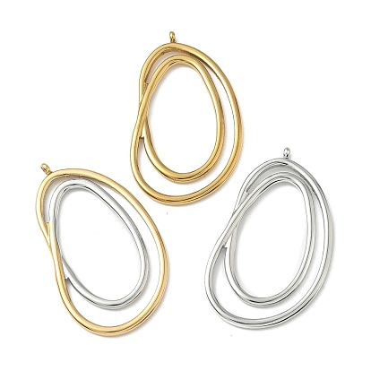 304 из нержавеющей стали большие кулоны, овальный шарм, ионное покрытие (ip)