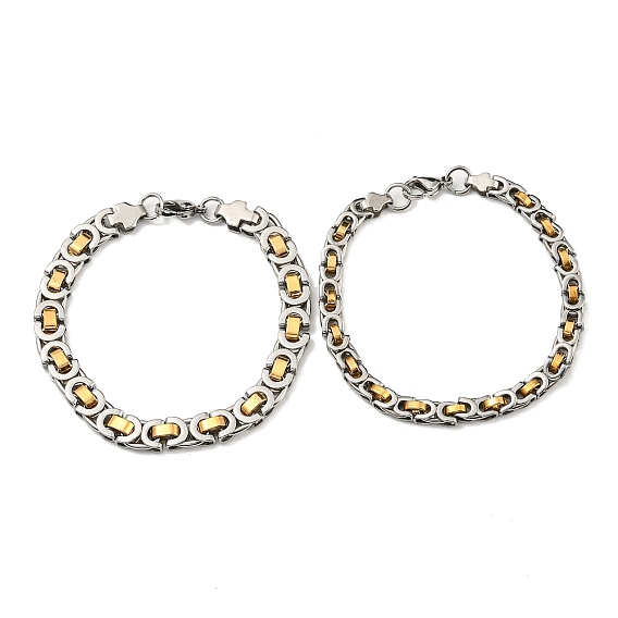 Двухцветный 201 браслет-цепочка в византийском стиле из нержавеющей стали, 304 из нержавеющей стали пряжки