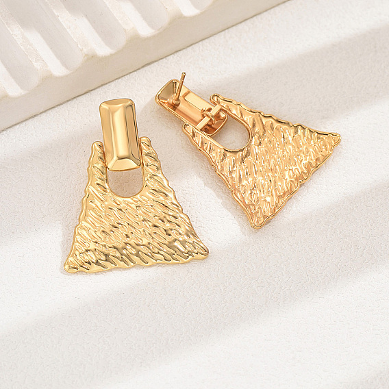 Стильные текстурированные трапециевидные 201 серьги-гвоздики из нержавеющей стали