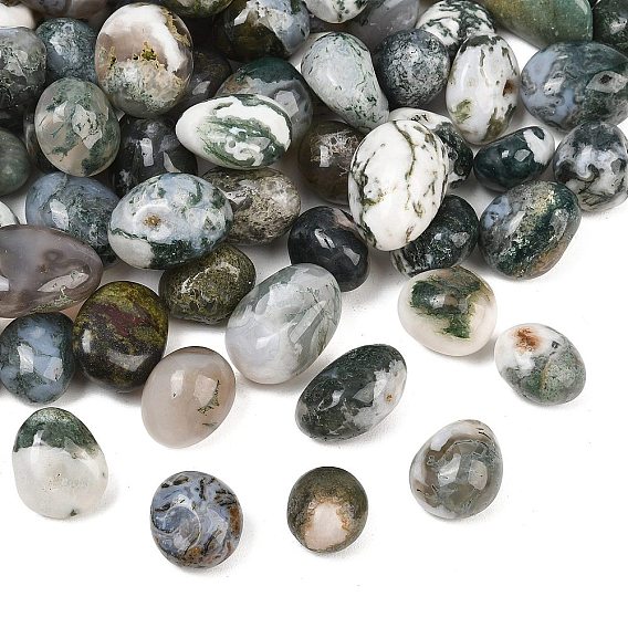 Cuentas de ágata de musgo natural,, piedra caída, pepitas, sin agujero / sin perforar, Gemas para rellenar jarrones/sin perforar, gemas de relleno de jarrones