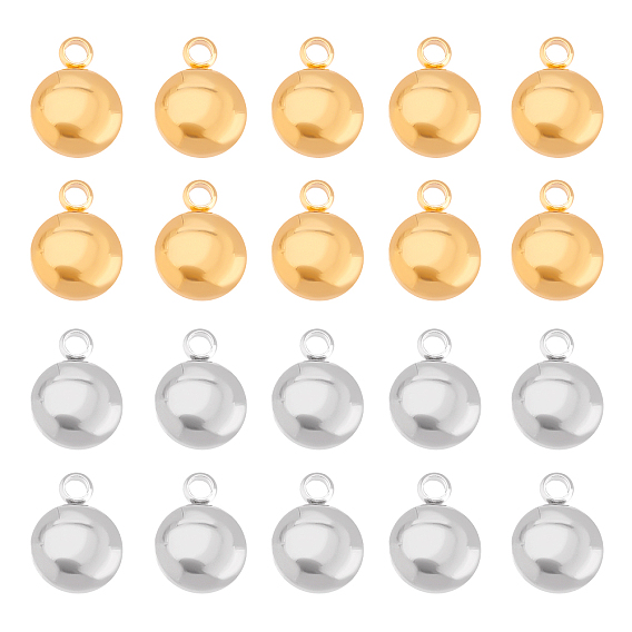 28 шт. 2 цвета 304 подвески из нержавеющей стали, плоско-круглые