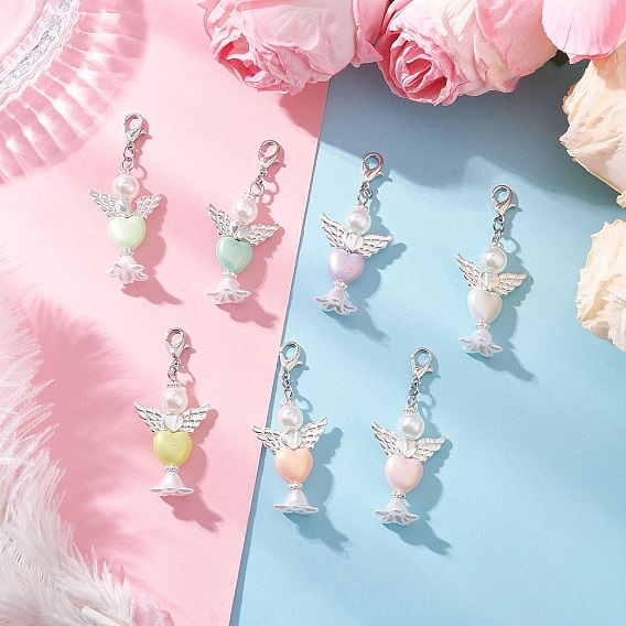 Сердце ангел акриловые подвески украшения, Сплав с застежками когтя омара