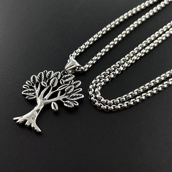 Винтажный панк-стиль яблоня дерево желаний хип-хоп кулон ожерелья из нержавеющей стали