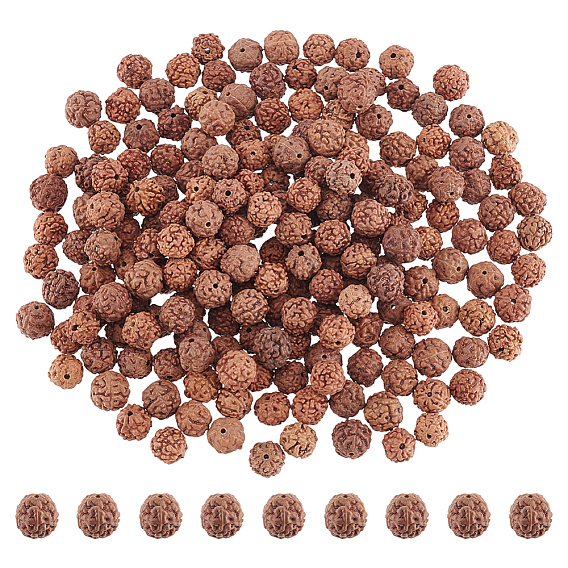 200шт. неокрашенные натуральные бусины рудракши, круглые