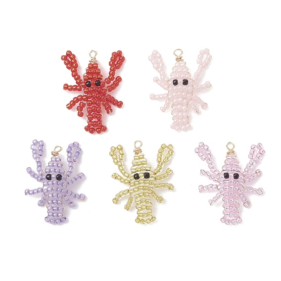 Стеклянные подвески из бисера, креветочное очарование, с медной проволокой, золотой свет