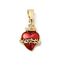 Латунные микро проложить кубического циркония подвески, долговечный, стойки покрытие, без свинца и без кадмия, сердце прелести, с эмалью