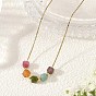 Gemstone Beaded Pendant 304 Stainless Steel Boston Link Chain Necklaces, Golden