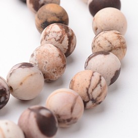 Rondes dépoli zébrées naturel brins jaspe de perles