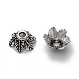 6-Petal Tibetan Style Alloy Bead Caps, Lead Free & Cadmium Free, Flower