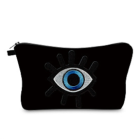 Polyester Evil Eye Cosmetic Storage Bag, Portable Multipurpose Travel Toiletry Pouch, Rectangle