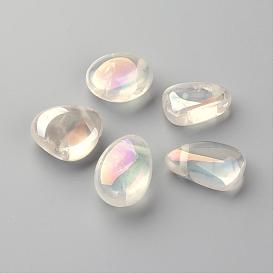Natural Quartz Crystal Beads, AB Color Plated, Nuggets