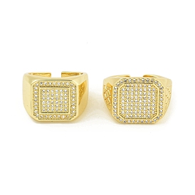 Brass with Cubic Zirconia Open Cuff Rings, Lead Free & Cadmium Free, Real 18K Gold Plated