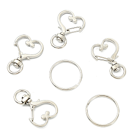 10 шт. поворотные карабины из цинкового сплава в форме сердца, поворотный карабин-лобстер, с железными кольцами для ключей 10шт.