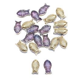 Rainbow Plated Electroplate Glass Beads, Fish