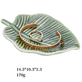 Leaf Ceramic Decorative Plates, Jewelry Organizer Holder for Ring Earring Necklace Bracelet Storage