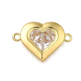 Подвески-сердечки из латуни с прозрачным кубическим цирконием, долговечный, стойки покрытие, без свинца и без кадмия