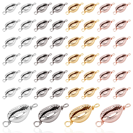48Pcs 4 Color Electroplated Shell Beads Links Connectors, with Eco-Friendly Copper Wire