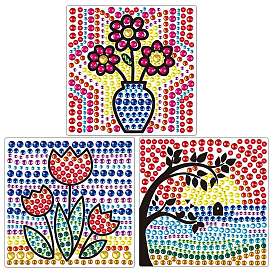 DIY Window Sticker Diamond Painting Kits, Including Resin Rhinestones, Pen, Tray & Glue Clay, Fruit/Flower Pattern