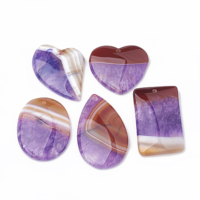 Dyed Natural Crackle Agate Pendants, Mixed Shape