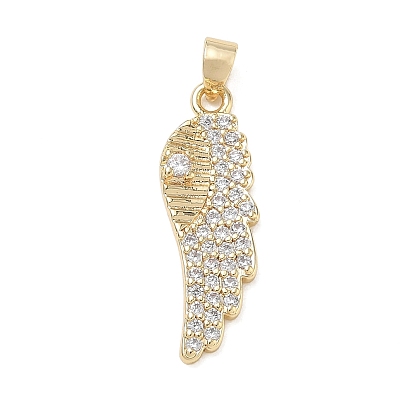 Pendentifs en laiton zircon cubique transparent, charmes d'ailes