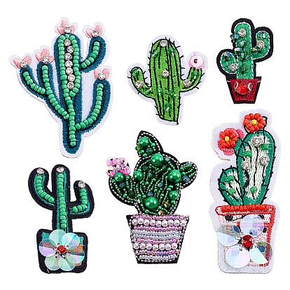 6шт. 6 стили, аппликации из стекла и стразов, пришиваем заплатки из фетра, костюм украшение аксессуары, кактус