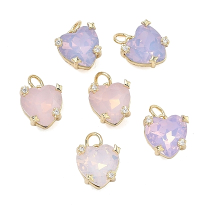 Латунные микро проложить кубического циркония подвески, сердце прелести, долговечный, стойки покрытие, без свинца и без кадмия, реальный 18 k позолоченный