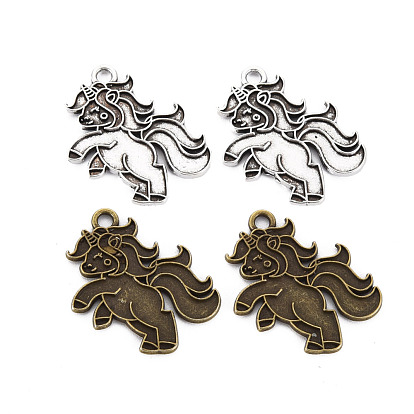 Сплавочные сеттинги для кулона, тибетский стиль, без кадмия и без свинца, единорог