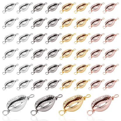 48Pcs 4 Color Electroplated Shell Beads Links Connectors, with Eco-Friendly Copper Wire