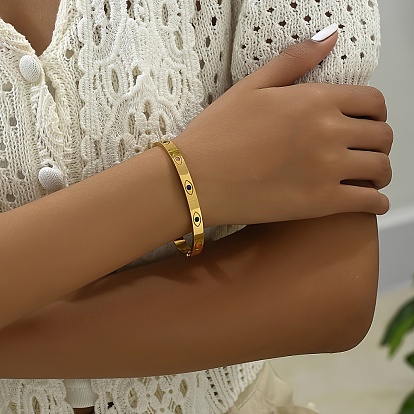 Женские браслеты с шарнирами, украшенные стразами из нержавеющей стали, злые глаза