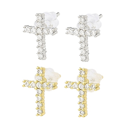 Серьги-гвоздики из латуни с микропаве и кубическим цирконием, долговечный, без свинца и без кадмия