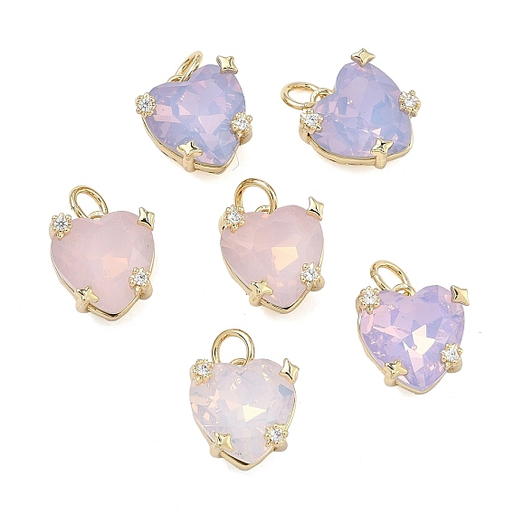 Латунные микро проложить кубического циркония подвески, сердце прелести, долговечный, стойки покрытие, без свинца и без кадмия, реальный 18 k позолоченный