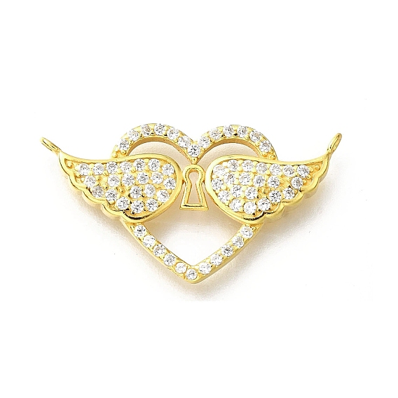 925 подвески из стерлингового серебра с прозрачным микропаве и цирконием, сердце с крыльями прелести, с печатью 925